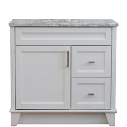 Bellaterra Home 37" Single sink vanity in White finish with Black galaxy granite and Left door/Center sink - Luxe Bathroom Vanities