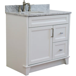 Bellaterra Home 37" Single sink vanity in White finish with Black galaxy granite and and Left door/Left sink - Luxe Bathroom Vanities