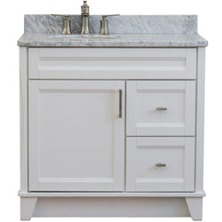 Bellaterra Home 37" Single sink vanity in White finish with Black galaxy granite and and Left door/Left sink - Luxe Bathroom Vanities