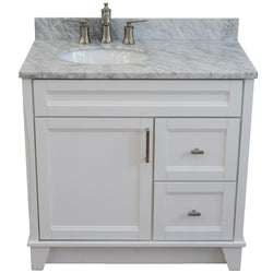 Bellaterra Home 37" Single sink vanity in White finish with Black galaxy granite and and Left door/Left sink - Luxe Bathroom Vanities