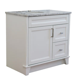 Bellaterra Home 37" Single sink vanity in White finish with Black galaxy granite and and Left door/Left sink - Luxe Bathroom Vanities