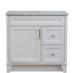 Bellaterra Home 37" Single sink vanity in White finish with Black galaxy granite and and Left door/Left sink - Luxe Bathroom Vanities