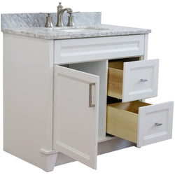 Bellaterra Home 37" Single sink vanity in White finish with Black galaxy granite and Left door/Center sink - Luxe Bathroom Vanities