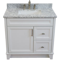 Bellaterra Home 37" Single sink vanity in White finish with Black galaxy granite and Left door/Center sink - Luxe Bathroom Vanities