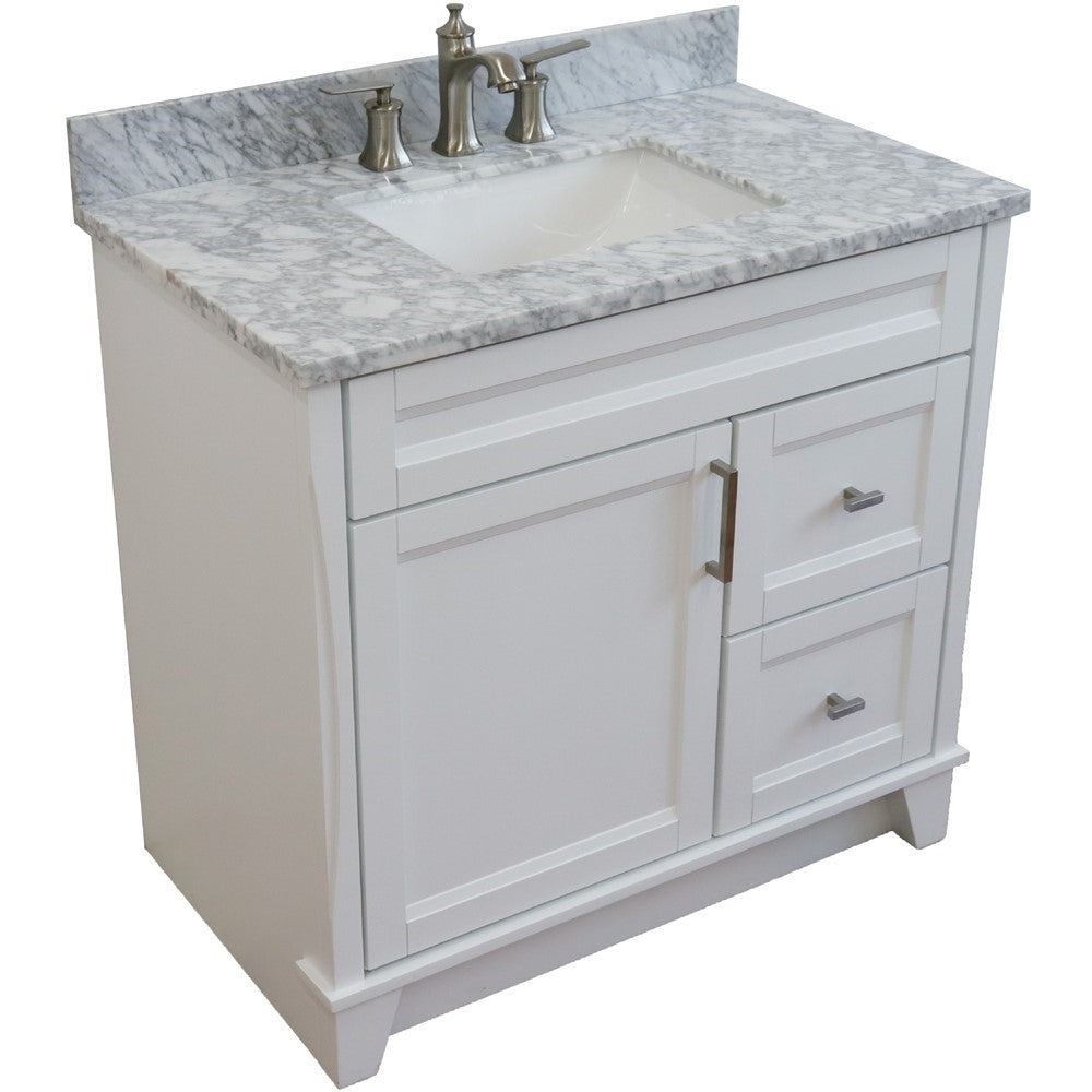 Bellaterra Home 37" Single sink vanity in White finish with Black galaxy granite and Left door/Center sink - Luxe Bathroom Vanities