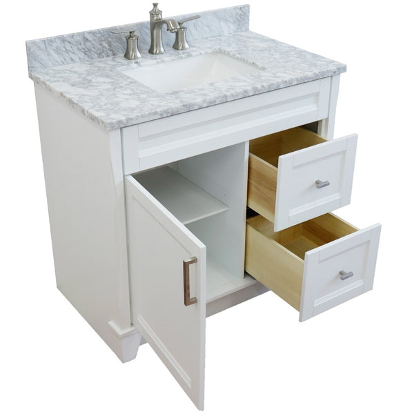 Bellaterra Home 37" Single sink vanity in White finish with Black galaxy granite and Left door/Center sink - Luxe Bathroom Vanities