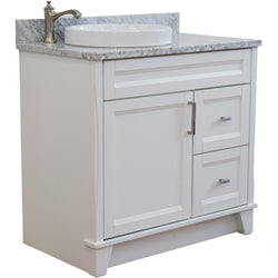 Bellaterra Home 37" Single sink vanity in White finish with Black galaxy granite and Left door/Round Left sink - Luxe Bathroom Vanities