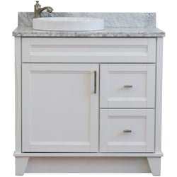 Bellaterra Home 37" Single sink vanity in White finish with Black galaxy granite and Left door/Round Left sink - Luxe Bathroom Vanities