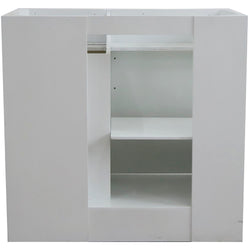 Bellaterra Home 37" Single sink vanity in White finish with Black galaxy granite and Left door/Round Left sink - Luxe Bathroom Vanities