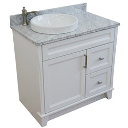 Bellaterra Home 37" Single sink vanity in White finish with Black galaxy granite and Left door/Round Left sink - Luxe Bathroom Vanities