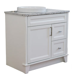 Bellaterra Home 37" Single sink vanity in White finish with Black galaxy granite and Left door/Round Left sink - Luxe Bathroom Vanities