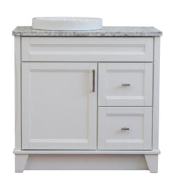 Bellaterra Home 37" Single sink vanity in White finish with Black galaxy granite and Left door/Round Left sink - Luxe Bathroom Vanities