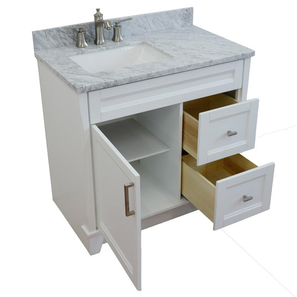 Bellaterra Home 37" Single sink vanity in White finish with Black galaxy granite and Left door/Left sink - Luxe Bathroom Vanities