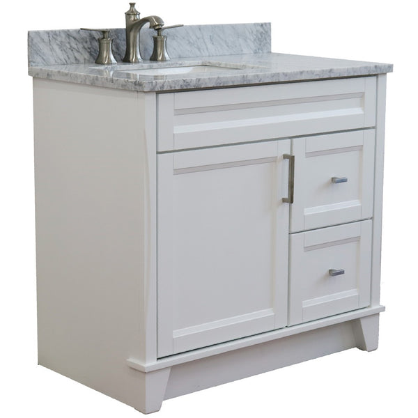 Bellaterra Home 37" Single sink vanity in White finish with Black galaxy granite and Left door/Left sink - Luxe Bathroom Vanities