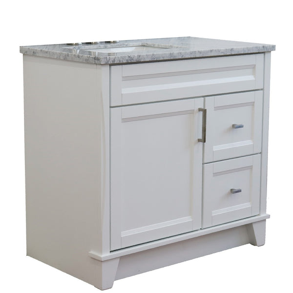 Bellaterra Home 37" Single sink vanity in White finish with Black galaxy granite and Left door/Left sink - Luxe Bathroom Vanities