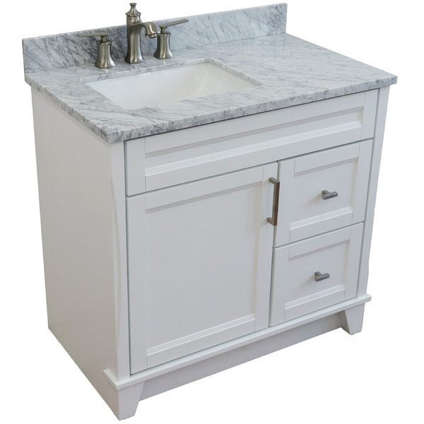 Bellaterra Home 37" Single sink vanity in White finish with Black galaxy granite and Left door/Left sink - Luxe Bathroom Vanities