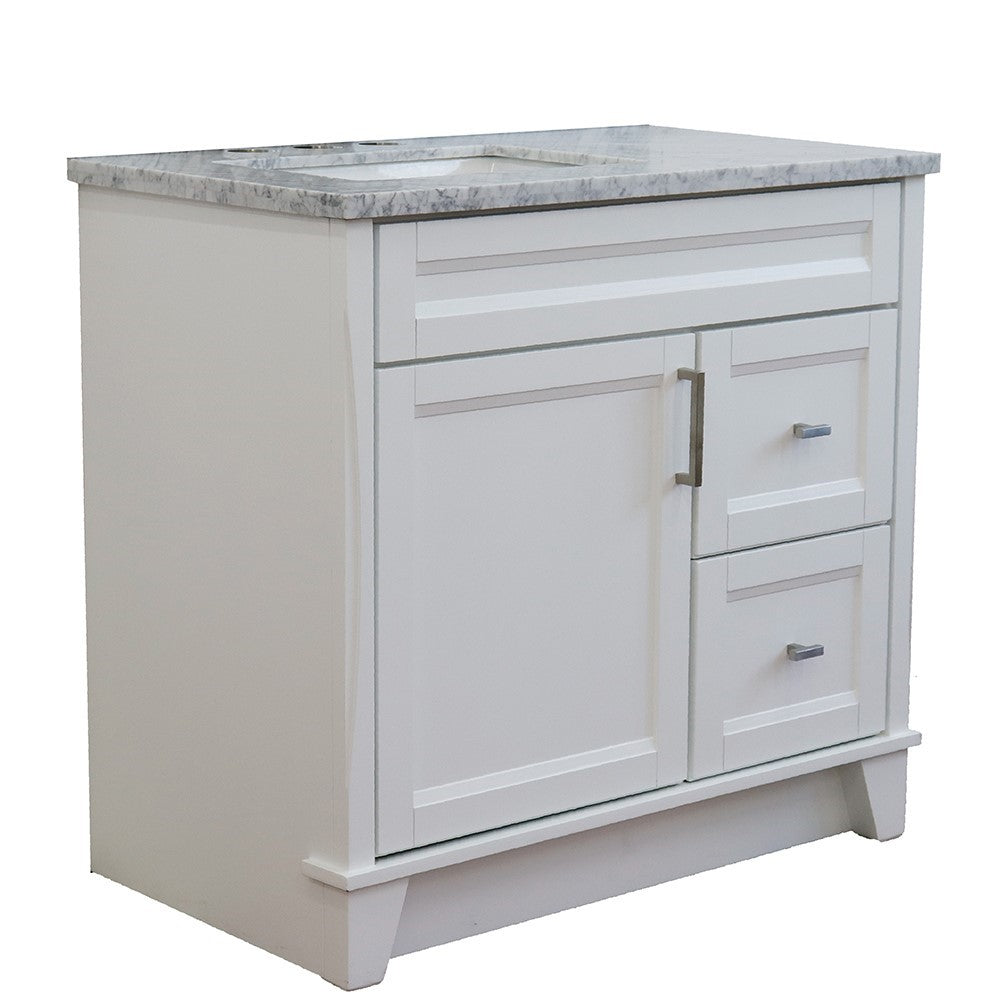 Bellaterra Home 37" Single sink vanity in White finish with Black galaxy granite and Left door/Left sink - Luxe Bathroom Vanities