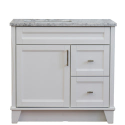 Bellaterra Home 37" Single sink vanity in White finish with Black galaxy granite and Left door/Left sink - Luxe Bathroom Vanities