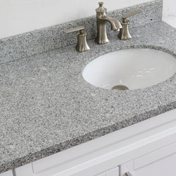 Bellaterra Home 37" Single sink vanity in White finish with Black galaxy granite and LEFT oval sink- RIGHT drawers - Luxe Bathroom Vanities