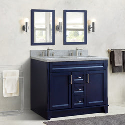 Bellaterra Home 48" Double sink vanity in White finish with Black galaxy granite and rectangle sink - Luxe Bathroom Vanities