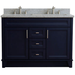 Bellaterra Home 48" Double sink vanity in White finish with Black galaxy granite and rectangle sink - Luxe Bathroom Vanities