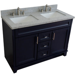 Bellaterra Home 48" Double sink vanity in White finish with Black galaxy granite and rectangle sink - Luxe Bathroom Vanities