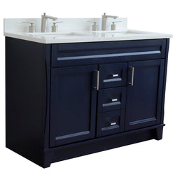 Bellaterra Home 48" Double sink vanity in White finish with Black galaxy granite and rectangle sink - Luxe Bathroom Vanities