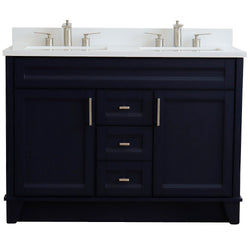 Bellaterra Home 48" Double sink vanity in White finish with Black galaxy granite and rectangle sink - Luxe Bathroom Vanities