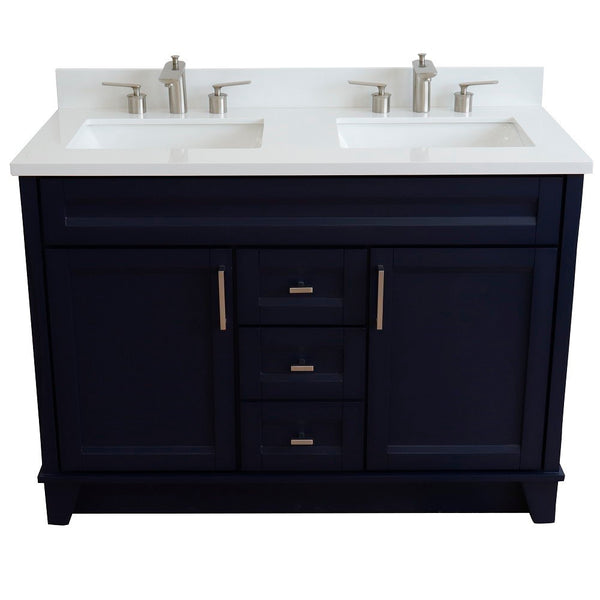 Bellaterra Home 48" Double sink vanity in White finish with Black galaxy granite and rectangle sink - Luxe Bathroom Vanities