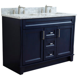 Bellaterra Home 48" Double sink vanity in White finish with Black galaxy granite and rectangle sink - Luxe Bathroom Vanities