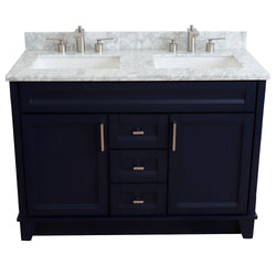 Bellaterra Home 48" Double sink vanity in White finish with Black galaxy granite and rectangle sink - Luxe Bathroom Vanities