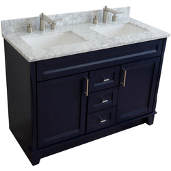 Bellaterra Home 48" Double sink vanity in White finish with Black galaxy granite and rectangle sink - Luxe Bathroom Vanities