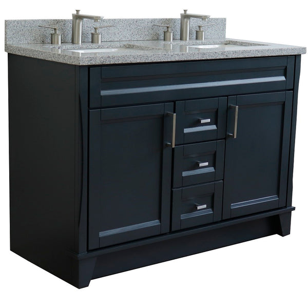 Bellaterra Home 48" Double sink vanity in White finish with Black galaxy granite and rectangle sink - Luxe Bathroom Vanities