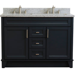 Bellaterra Home 48" Double sink vanity in White finish with Black galaxy granite and rectangle sink - Luxe Bathroom Vanities