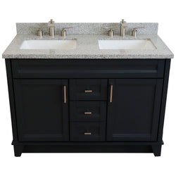 Bellaterra Home 48" Double sink vanity in White finish with Black galaxy granite and rectangle sink - Luxe Bathroom Vanities