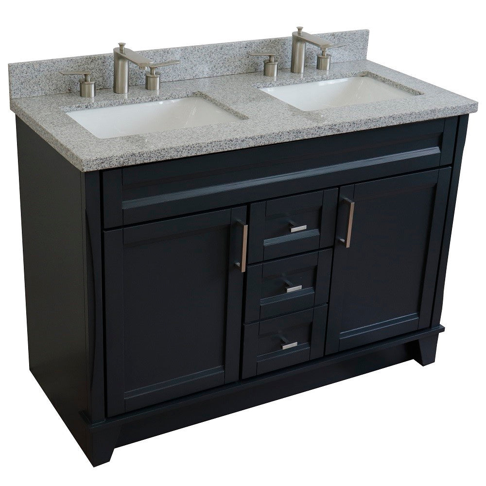 Bellaterra Home 48" Double sink vanity in White finish with Black galaxy granite and rectangle sink - Luxe Bathroom Vanities