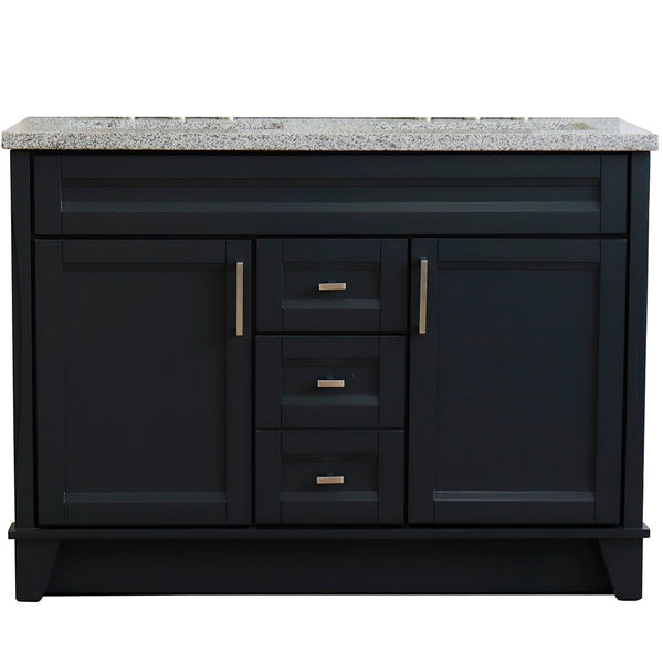 Bellaterra Home 48" Double sink vanity in White finish with Black galaxy granite and rectangle sink - Luxe Bathroom Vanities