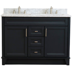 Bellaterra Home 48" Double sink vanity in White finish with Black galaxy granite and rectangle sink - Luxe Bathroom Vanities