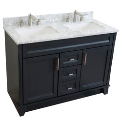 Bellaterra Home 48" Double sink vanity in White finish with Black galaxy granite and rectangle sink - Luxe Bathroom Vanities