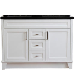 Bellaterra Home 48" Double sink vanity in White finish with Black galaxy granite and rectangle sink - Luxe Bathroom Vanities