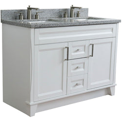 Bellaterra Home 48" Double sink vanity in White finish with Black galaxy granite and rectangle sink - Luxe Bathroom Vanities