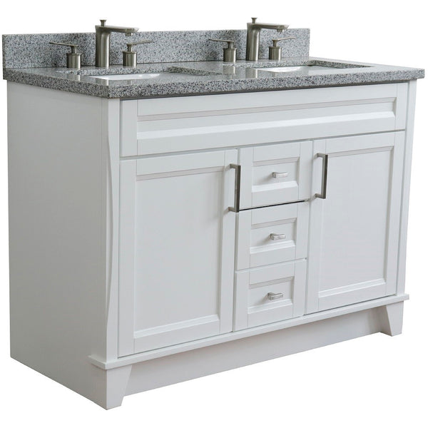 Bellaterra Home 48" Double sink vanity in White finish with Black galaxy granite and rectangle sink - Luxe Bathroom Vanities