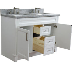 Bellaterra Home 48" Double sink vanity in White finish with Black galaxy granite and rectangle sink - Luxe Bathroom Vanities