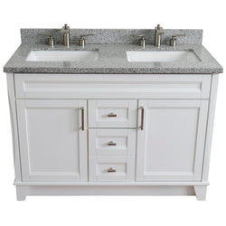 Bellaterra Home 48" Double sink vanity in White finish with Black galaxy granite and rectangle sink - Luxe Bathroom Vanities