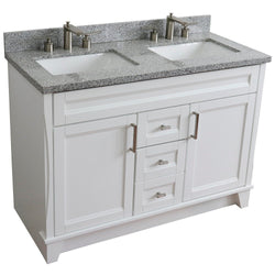 Bellaterra Home 48" Double sink vanity in White finish with Black galaxy granite and rectangle sink - Luxe Bathroom Vanities