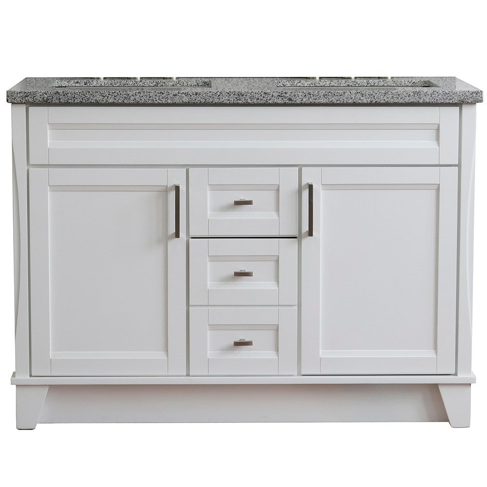 Bellaterra Home 48" Double sink vanity in White finish with Black galaxy granite and rectangle sink - Luxe Bathroom Vanities