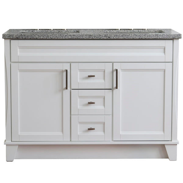 Bellaterra Home 48" Double sink vanity in White finish with Black galaxy granite and rectangle sink - Luxe Bathroom Vanities