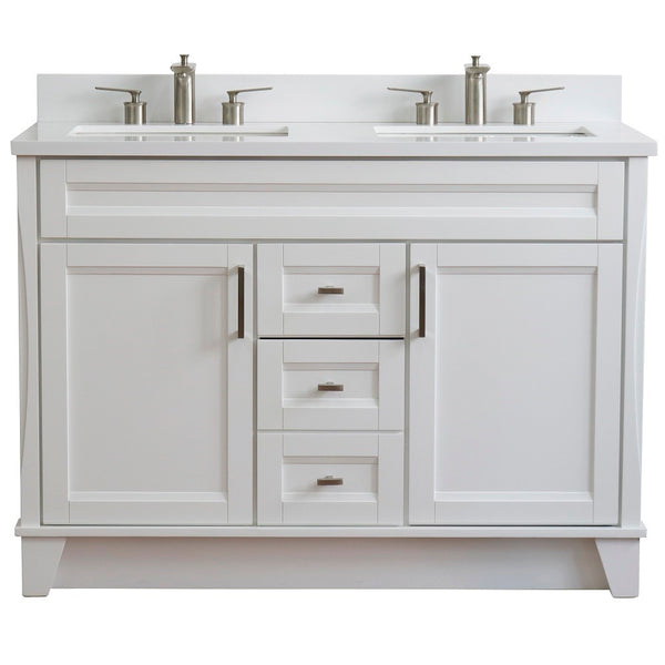 Bellaterra Home 48" Double sink vanity in White finish with Black galaxy granite and rectangle sink - Luxe Bathroom Vanities