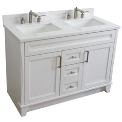 Bellaterra Home 48" Double sink vanity in White finish with Black galaxy granite and rectangle sink - Luxe Bathroom Vanities