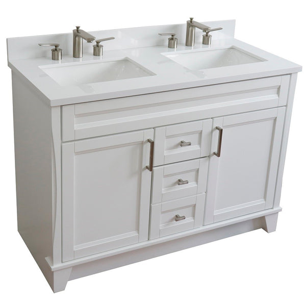 Bellaterra Home 48" Double sink vanity in White finish with Black galaxy granite and rectangle sink - Luxe Bathroom Vanities